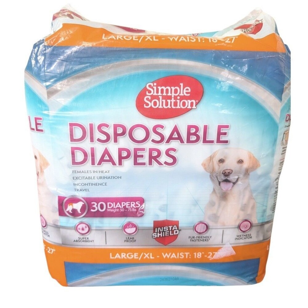 Disposable Dog Diapers for Female Dogs, L/XL Absorbent 18-27 Inch, 30 Count